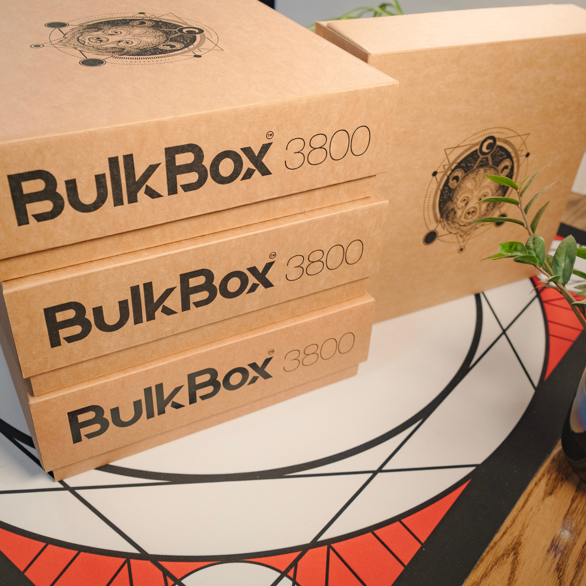 Stack of three BulkBoxes with wordmark visible from side.